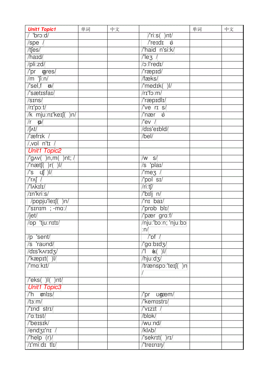 九上单词测试(带音标)33177_第1页