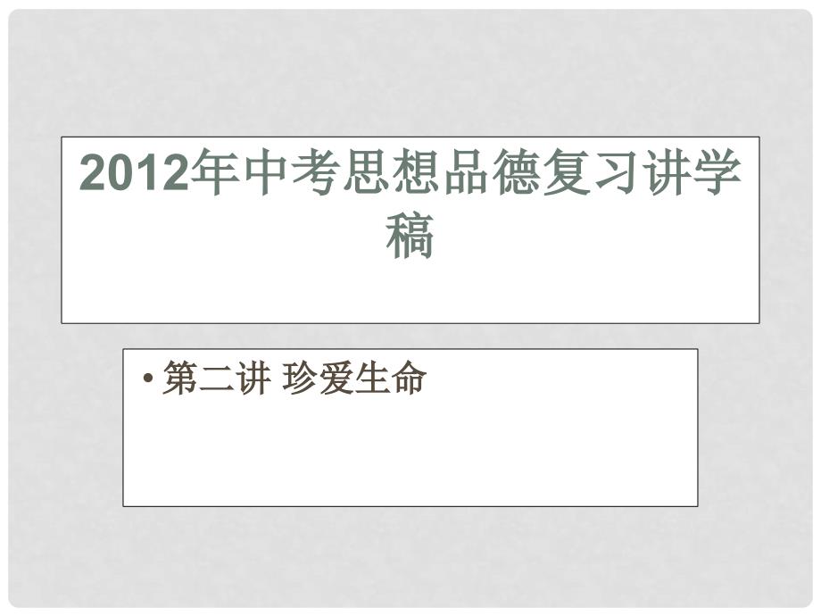 中考政治复习讲学稿 第二讲 珍爱生命课件_第1页