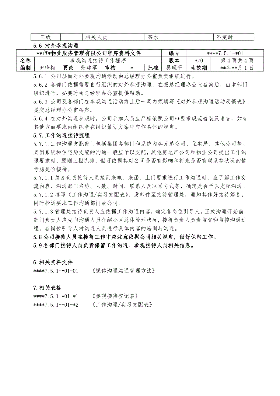 物业资料之 参观交流接待工作程序模板_第4页