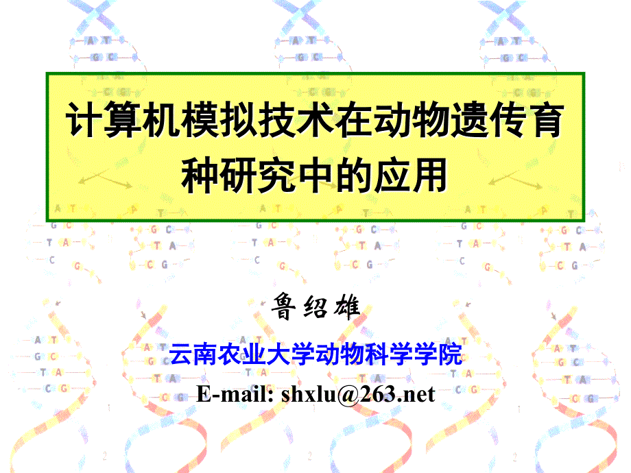 计算机模拟技术在动物遗传育种研究中的课件_第1页