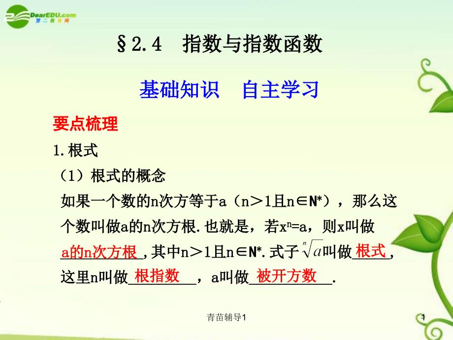 指数与指数函数复习课【主要内容】_第1页