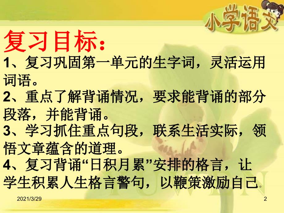 新人教版六年级下册语文六年级下语文第一单元复习课堂PPT_第2页