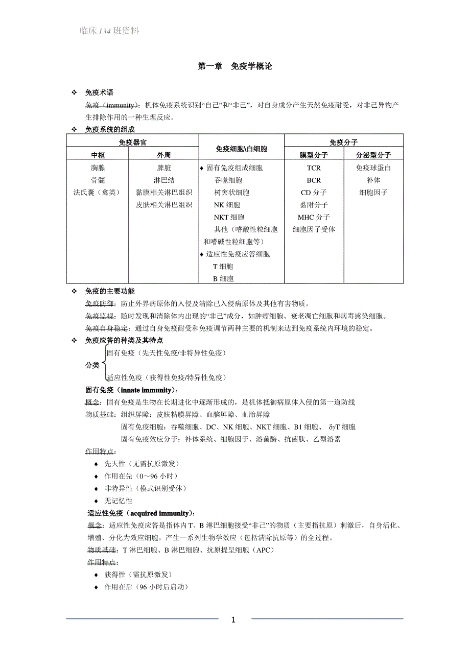 医学免疫学重点整理汇总_第1页