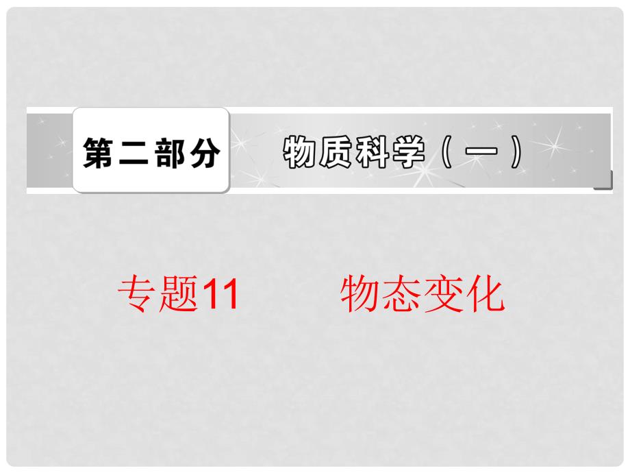 中考科学总复习 第二部分 物质科学（一）专题11 物态变化（含13年中考典例）课件 浙教版_第1页