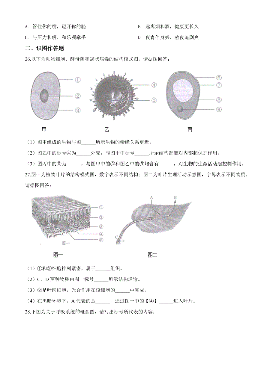 2020年湖南省长沙市中考生物试题原卷版_第4页