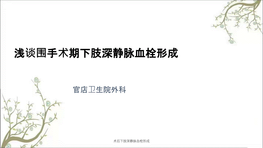 术后下肢深静脉血栓形成课件_第1页