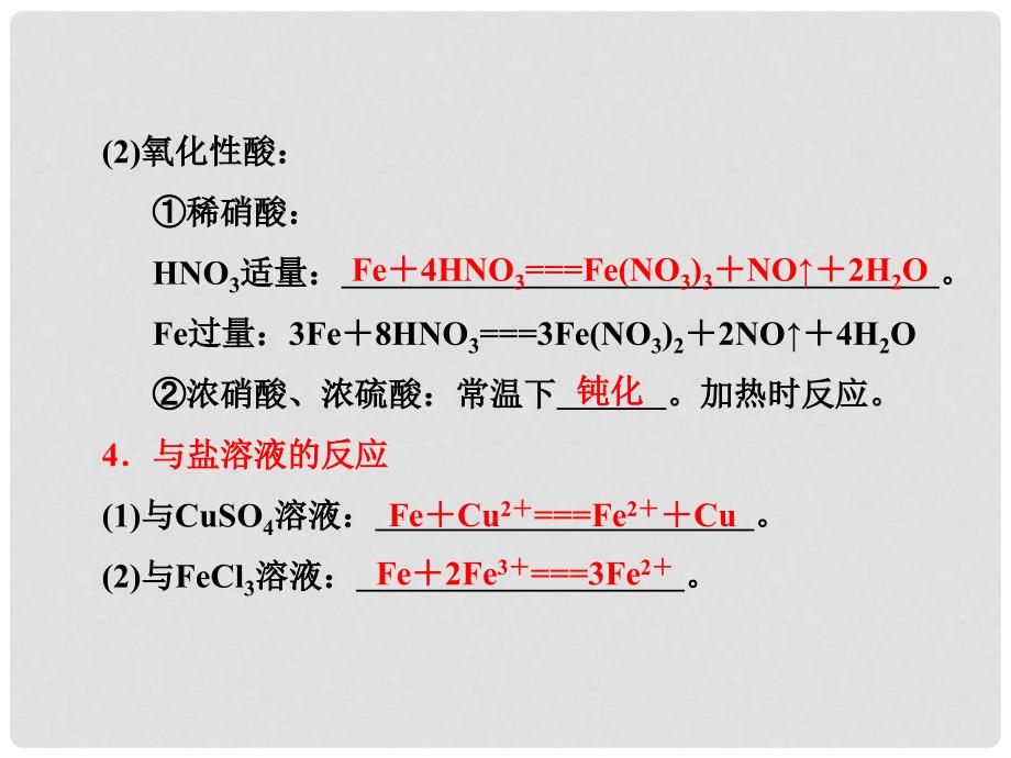 高考化学一轮精品教学案 3.3 铁 铜及其重要化合物课件_第4页