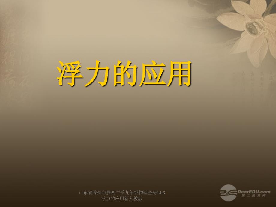 山东省滕州市滕西中学九年级物理全册14.6浮力的应用新人教版课件_第1页