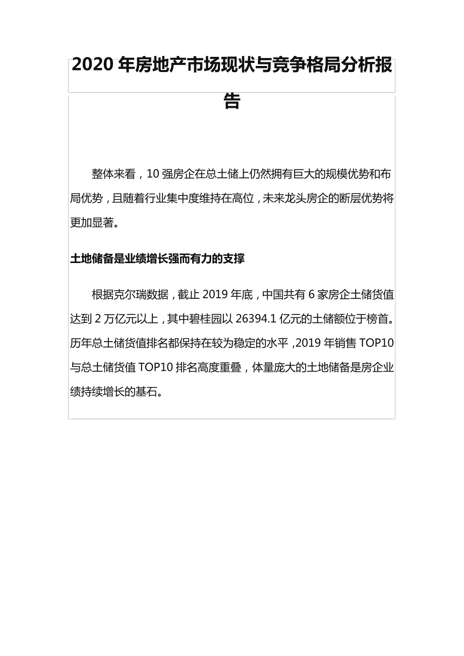 《2020年房地产市场现状与竞争格局分析报告》204527_第1页