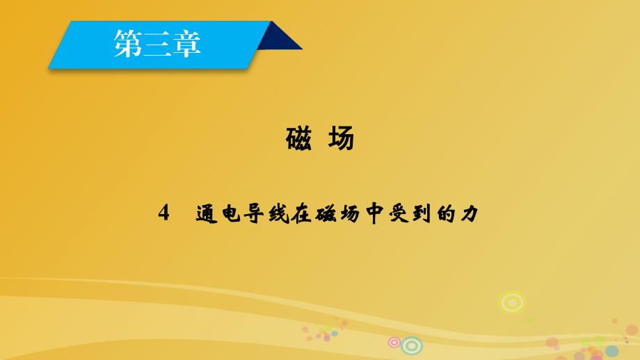 高中物理 第3章 磁场 4 通电导线在磁场中受到的力课件 新人教版选修3-1_第1页