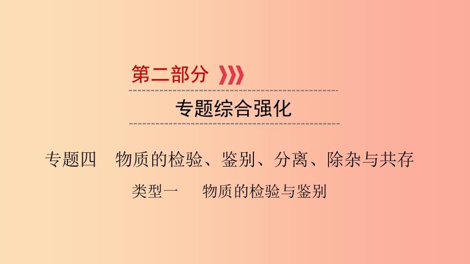 中考化学总复习第二部分专题综合强化专题四物质的检验鉴别分离除杂与共存类型1物质的检验与鉴别.ppt_第1页