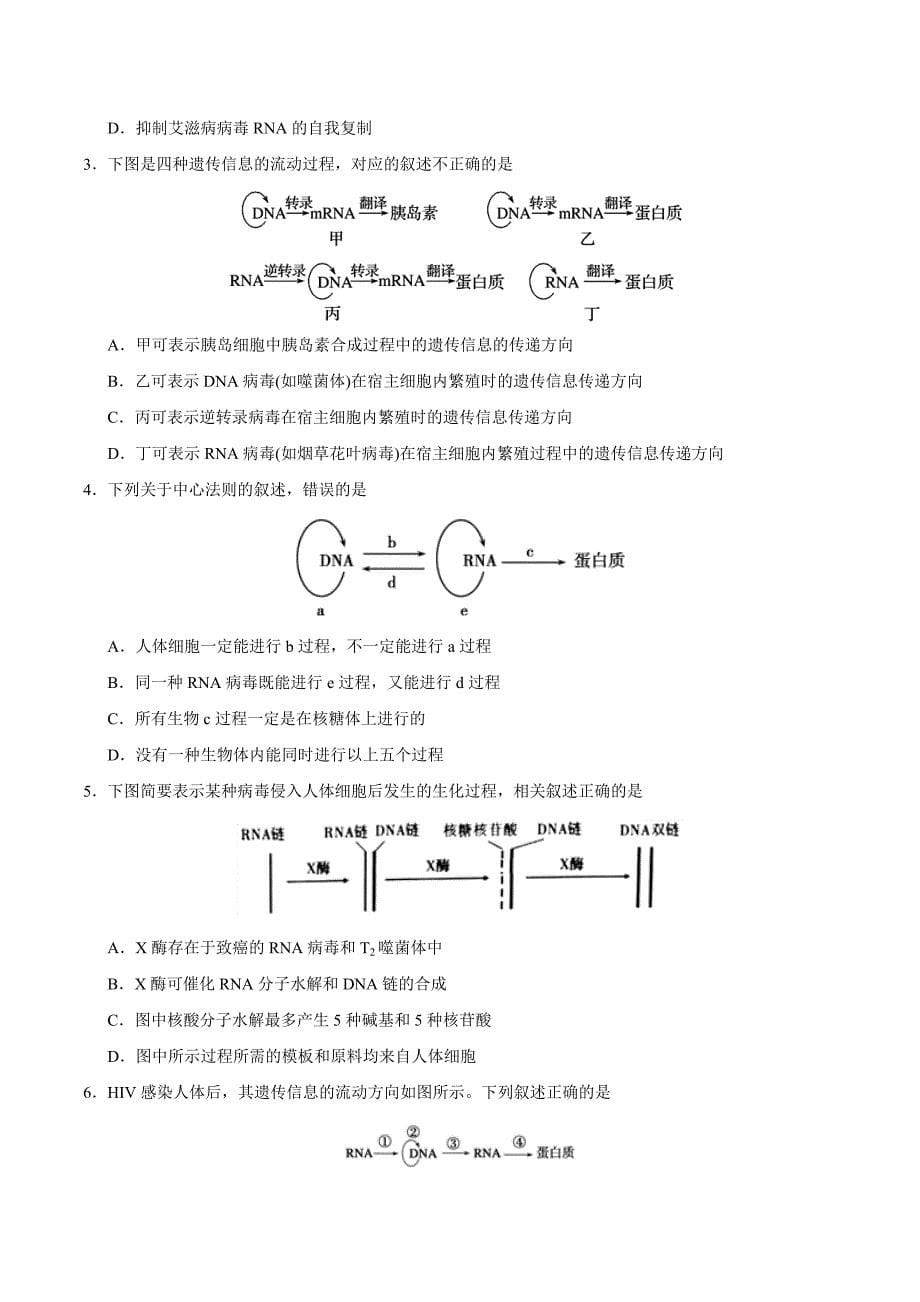 高考生物一轮复习考点过关练习卷考点33 中心法则及其发展（含解析）_第5页