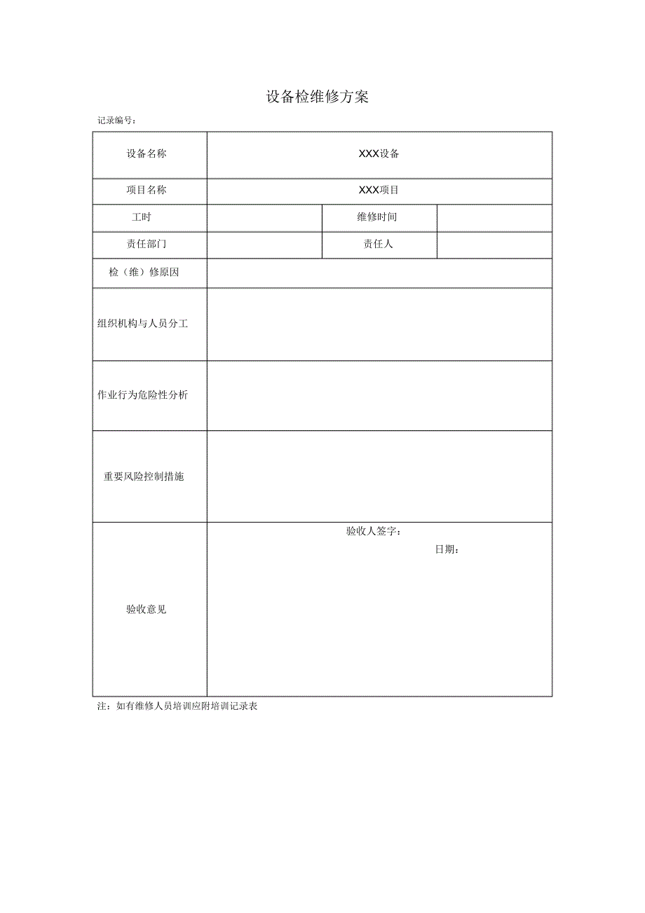 企业安全生产标准化设备检维修方案_第1页