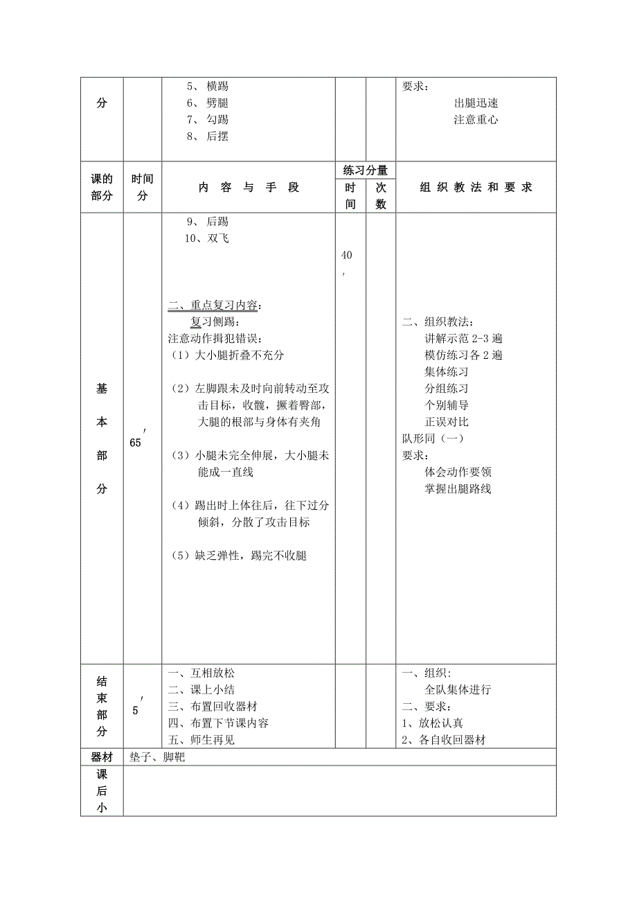 跆拳道体育提高学习单个腿法或组合腿法的实战意识与能力教案_第2页