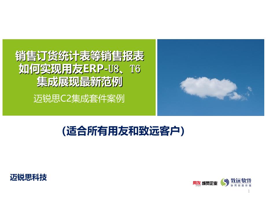 销售订货统计表用友U8T6与迈锐思C2集成套件最新范例1_第1页