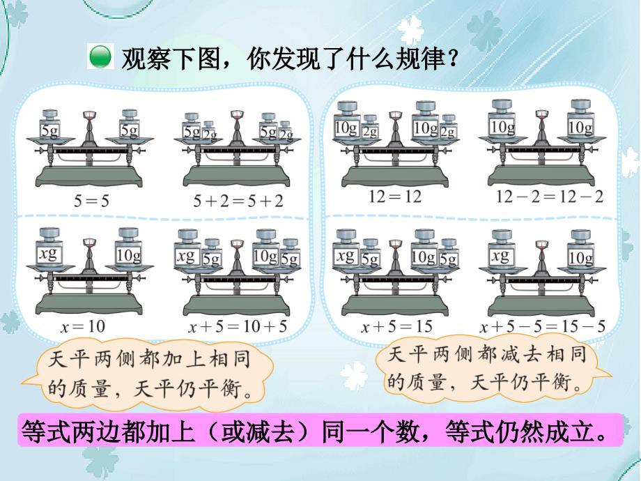 最新北师大版四年级下数学5.4解方程1ppt课件_第4页