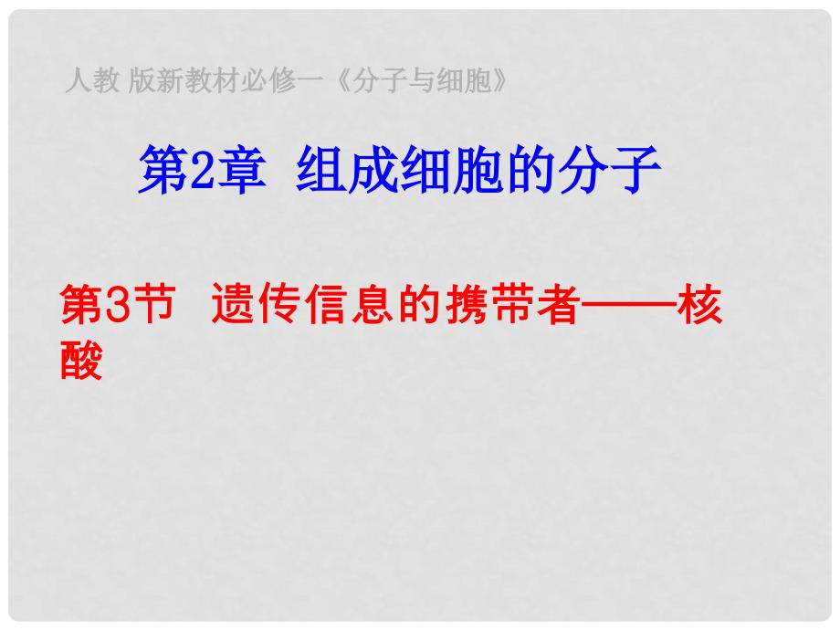 江西省南昌市湾里一中高中生物 第二章 第三节 遗传信息的携带者 核酸课件 新人教版必修1_第1页