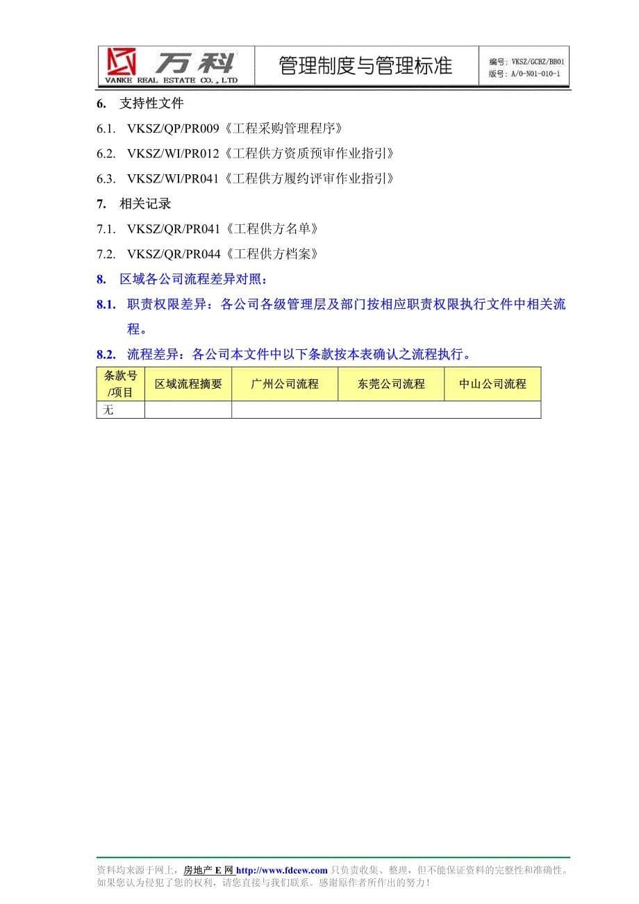 万科集团-工程供方管理程序--管理流程_第5页