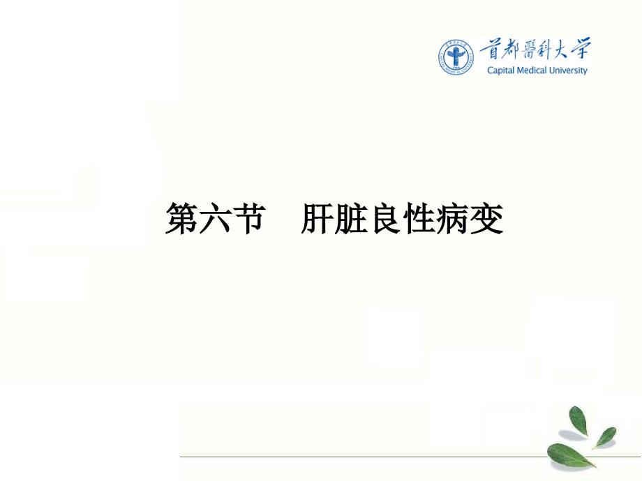影像诊断学：消化系统肝脏第六节肝脏良性病变_第1页