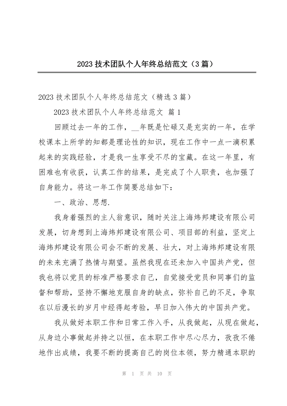 2023技术团队个人年终总结范文（3篇）_第1页