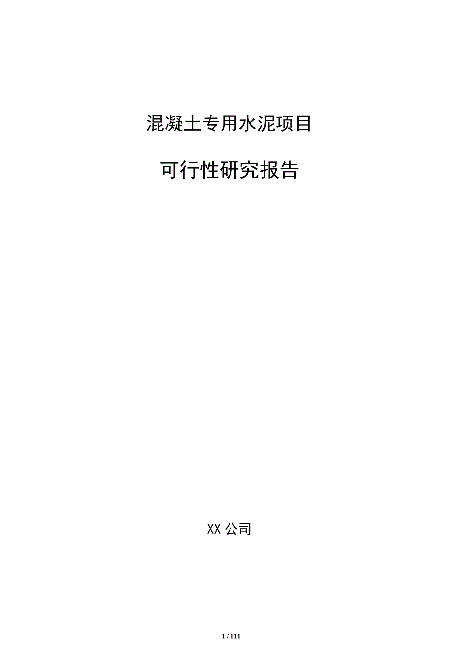 混凝土专用水泥项目可行性研究报告（范文参考）_第1页