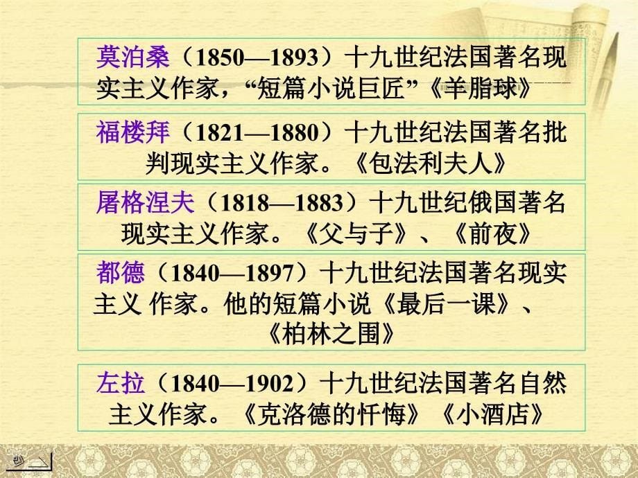 [中学联盟]甘肃省兰州市第十九中学七年级语文下册教学课件：福楼拜家的星期天（共13张PPT）_第5页