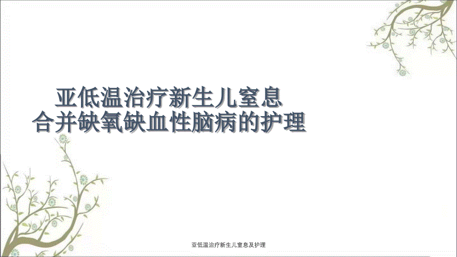 亚低温治疗新生儿窒息及护理_第1页