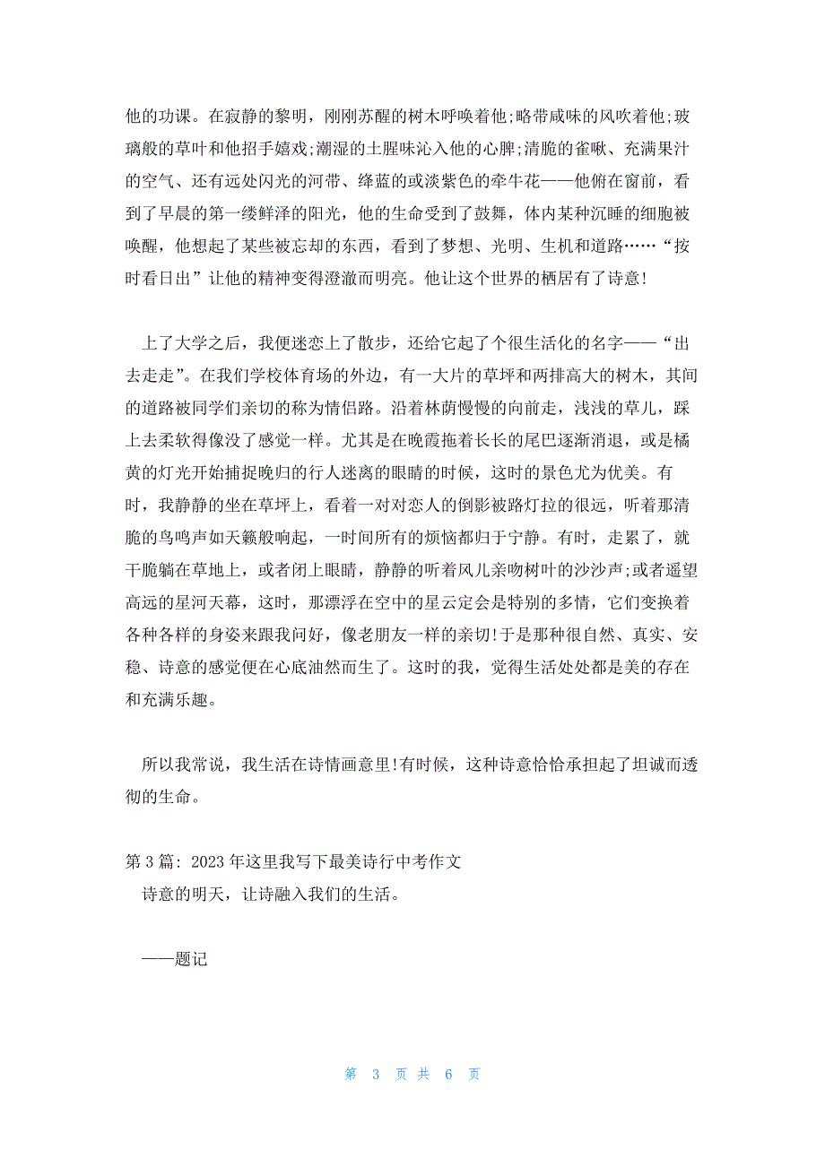 2023年这里我写下最美诗行中考作文范文汇总四篇_第3页