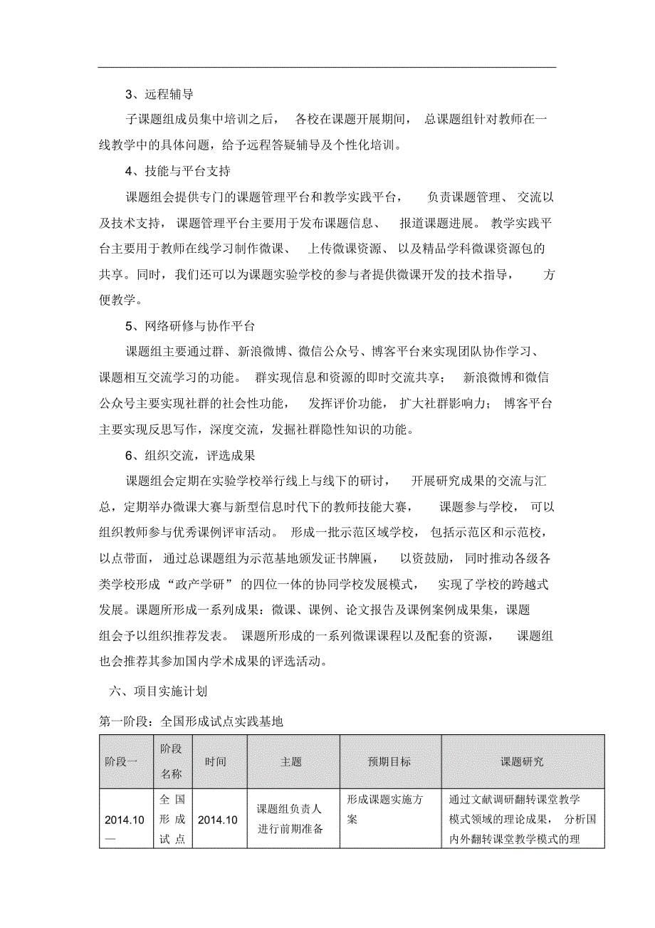 “基于微课的翻转课堂教学模式创新应用研究“项目计划书_第5页