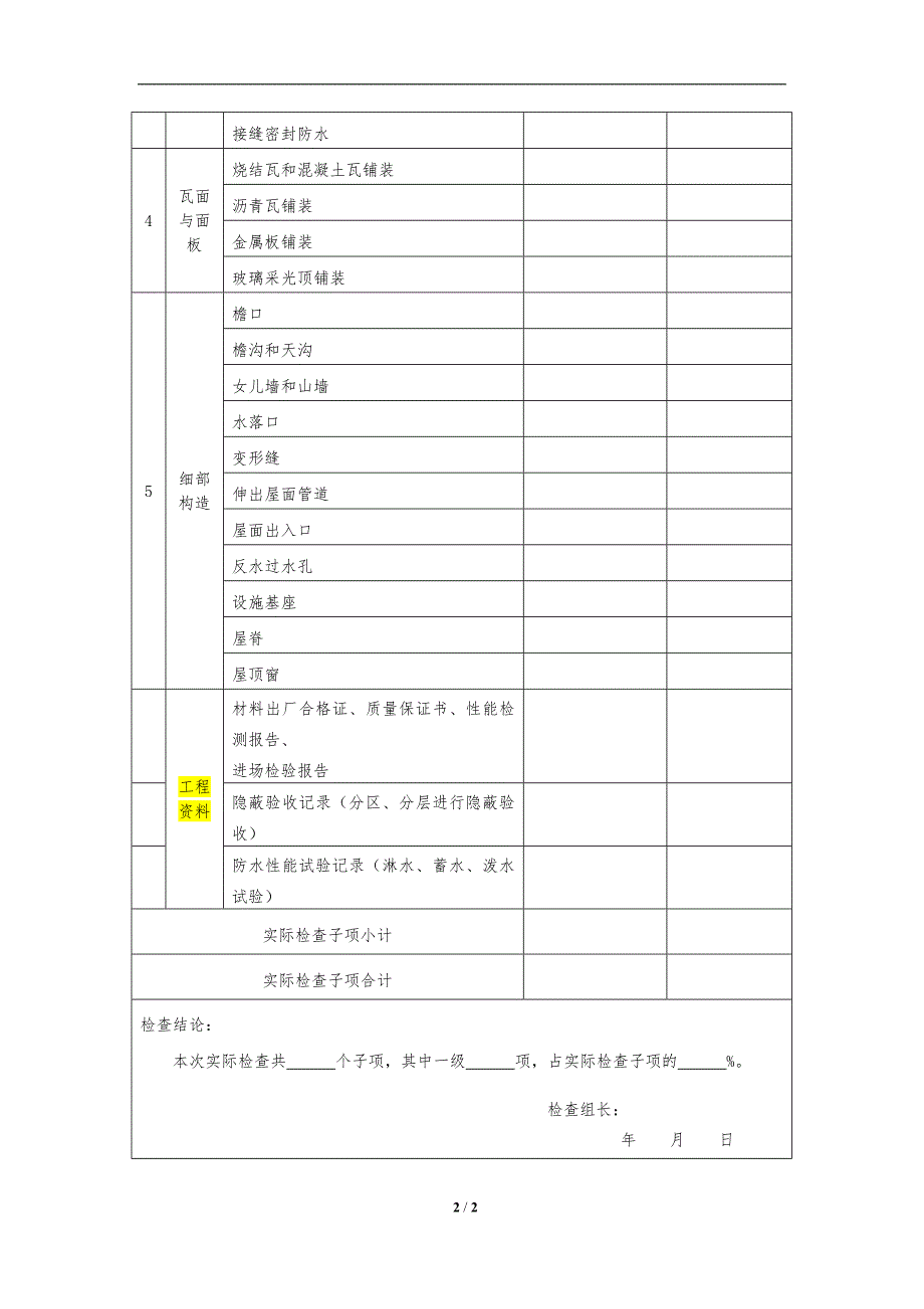 装修阶段工程质量检查评价表_第2页