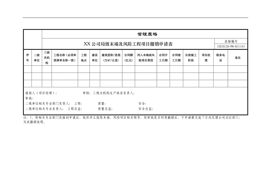 末端及风险工程项目撤销申请表_第1页