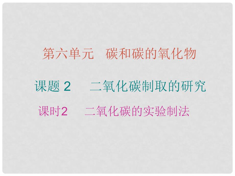 九年级化学上册 6 碳和碳的氧化物 课题2 二氧化碳制取的研究 课时2 二氧化碳的实验制法课件 （新版）新人教版_第1页