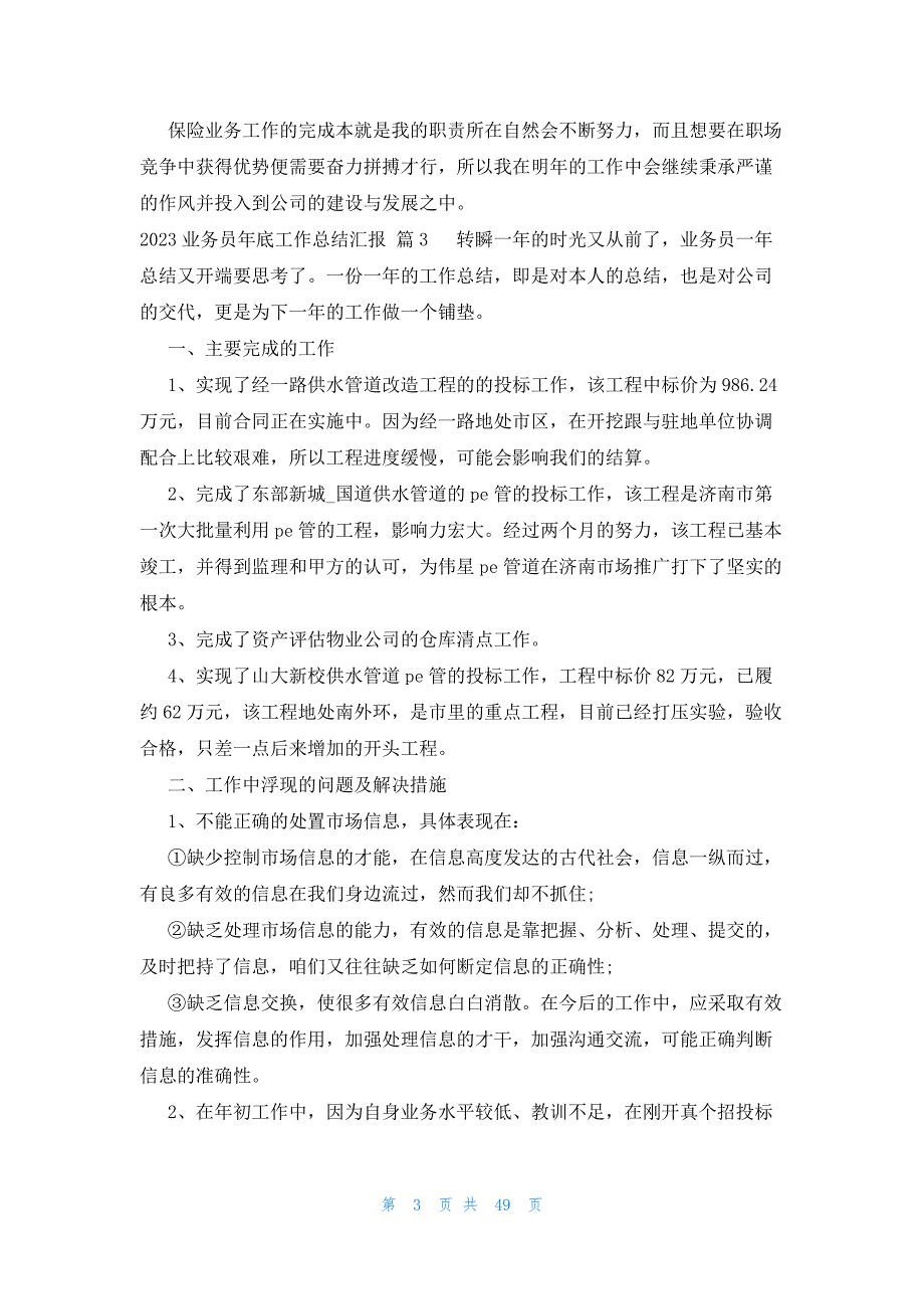 2023业务员年底工作总结汇报（27篇）_第3页