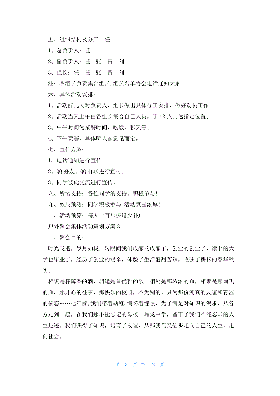 2023优秀户外聚会集体活动策划方案_第3页