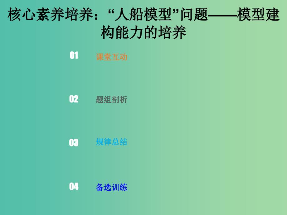 2019版高考物理总复习 第六章 碰撞与动量守恒 6-2-3 素养培养“人船模型”问题课件.ppt_第1页