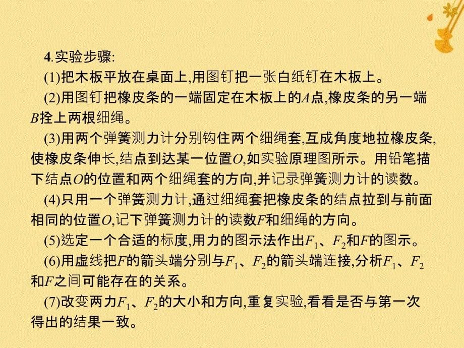 浙江省2019年高考物理总复习 第11章 实验 24.1 实验（4）探究求合力的方法课件_第5页