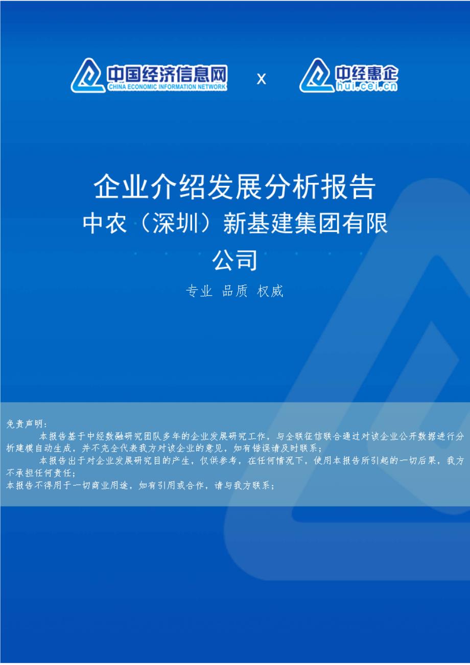 中农（深圳）新基建集团有限公司介绍企业发展分析报告_第1页