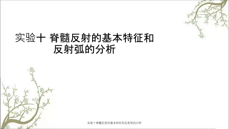 实验十脊髓反射的基本特征和反射弧的分析_第1页