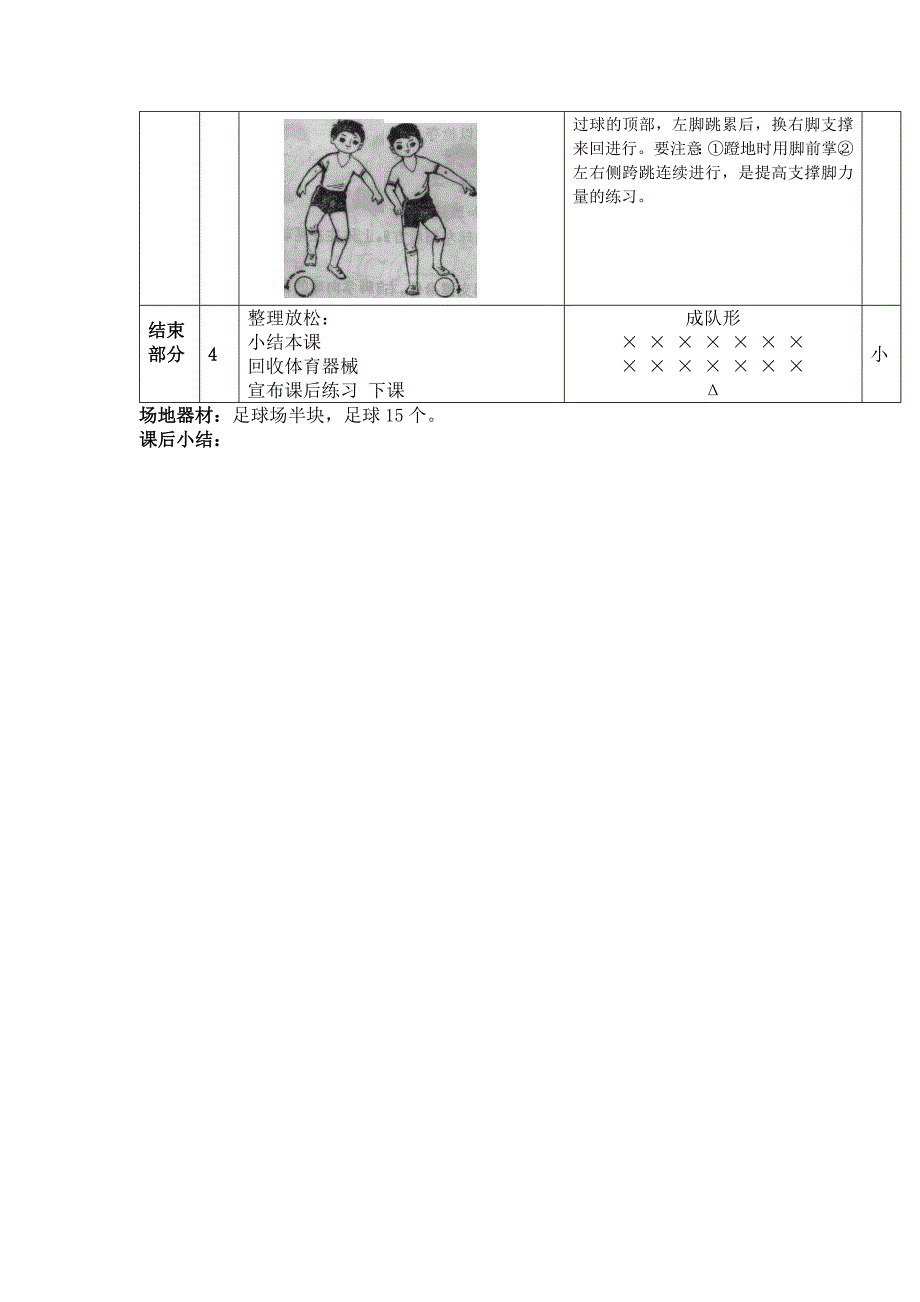 中小学足球过人训练第五课时左右侧跨跳球教案_第2页