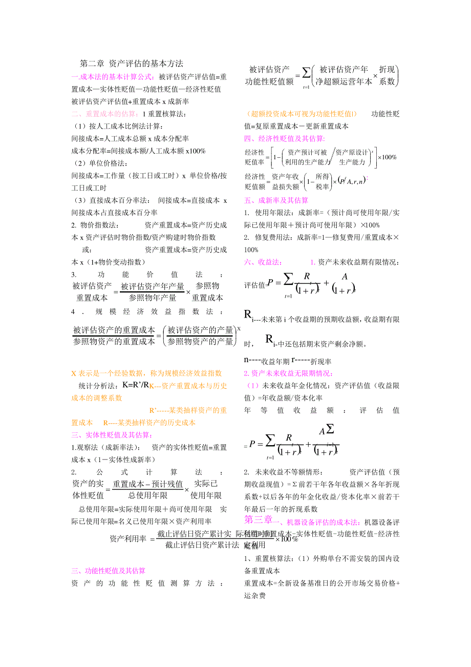 自考资产评估公式_第1页