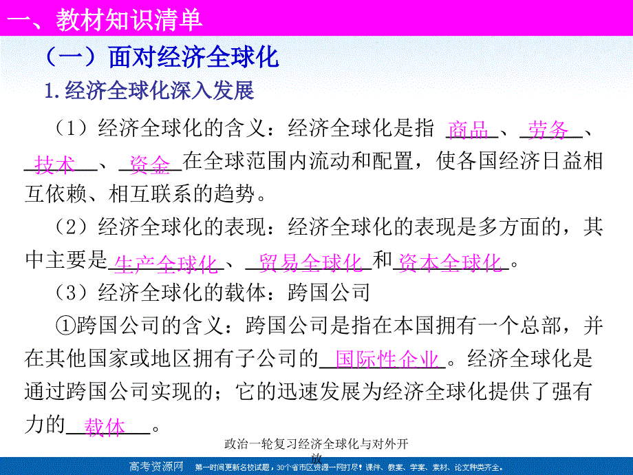 政治一轮复习经济全球化与对外开放课件_第2页