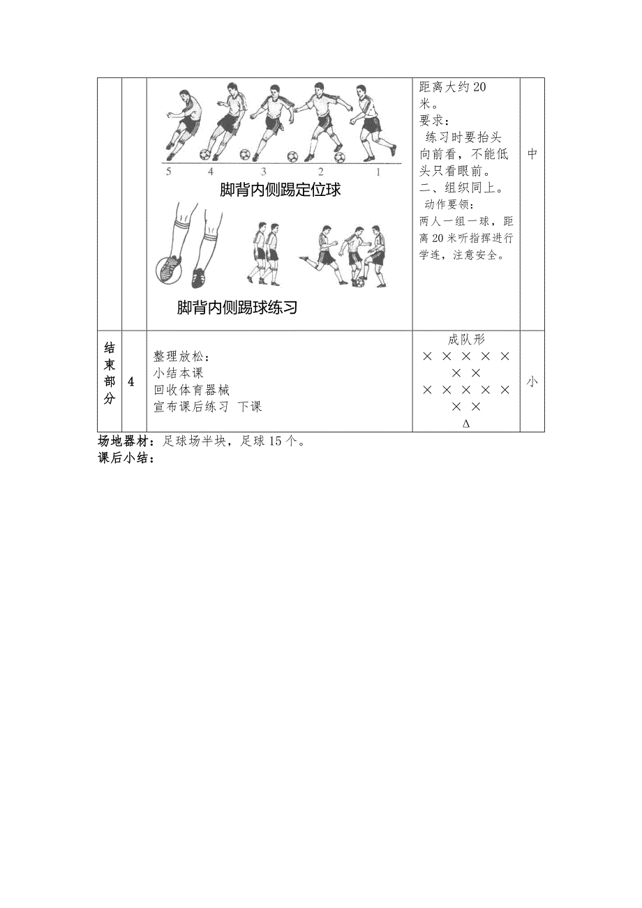 初一下半学期足球第十四课时变速运球脚背内侧踢定位球教案_第2页