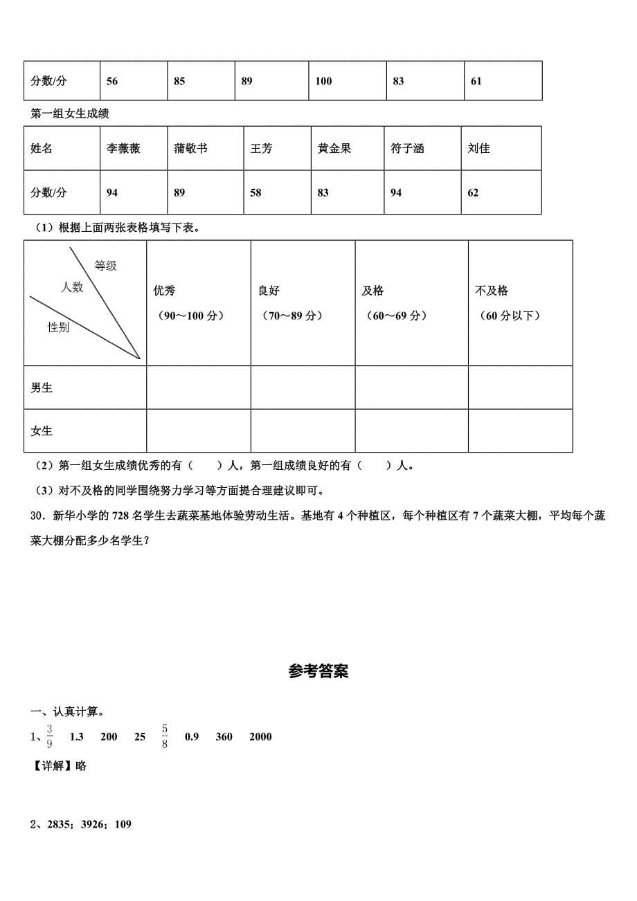 2023届河南省鹤壁市浚县科达小学三年级数学第二学期期末复习检测试题含解析_第5页