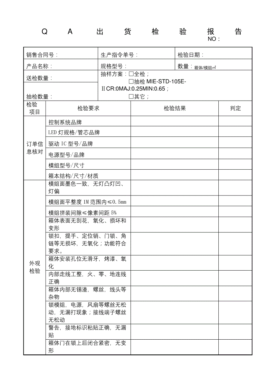 LED显示屏成品出货检验报告_第2页