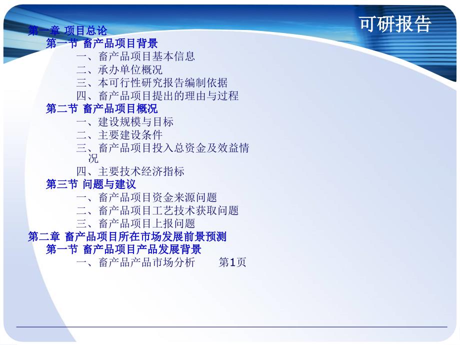 畜产品项目可行性研究报告_第2页