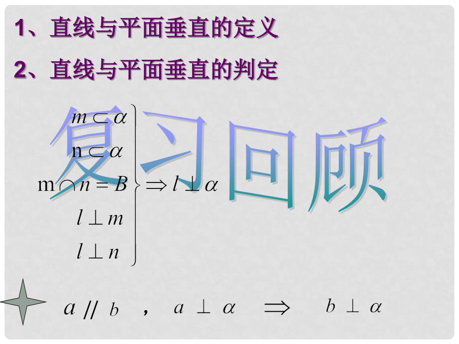 河南省长垣县第十中学高中数学 2.3.3直线和平面垂直的性质课件 新人教版必修2_第2页