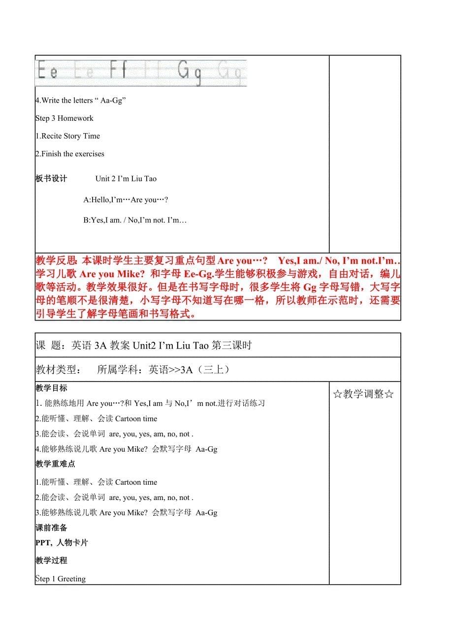 南通崇川区牛津译林版三年级英语上册Unit2 I’m Liu Ta全部教案（共4课时）_第5页