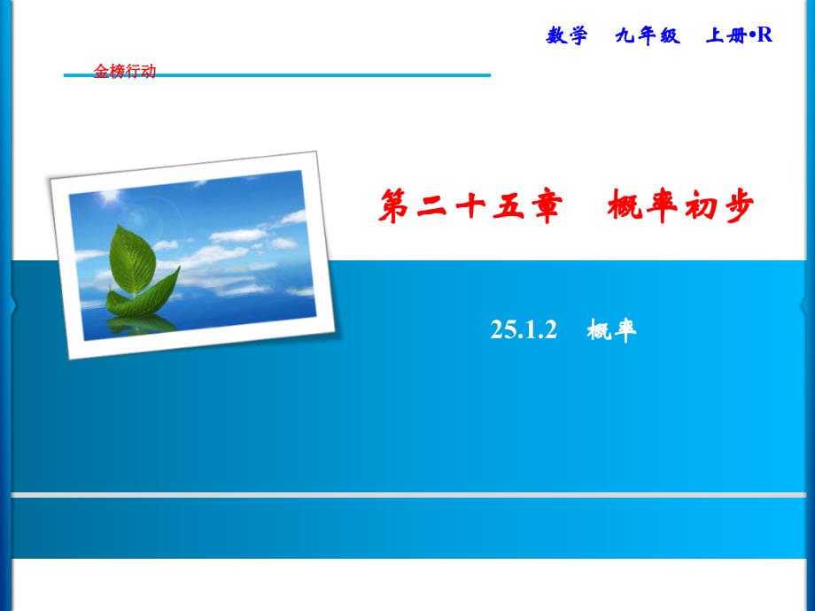 人教版数学九年级上册同步课时练习精品课件第25章 25.1.2　概率（含答案）_第1页