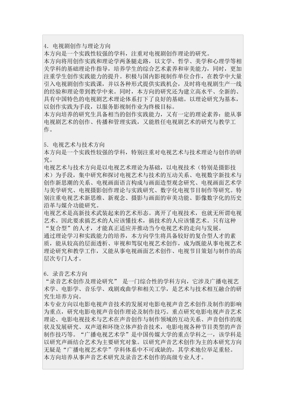 中国传媒大学广播电视艺术学考研方向及考试科目、参考书目_第2页