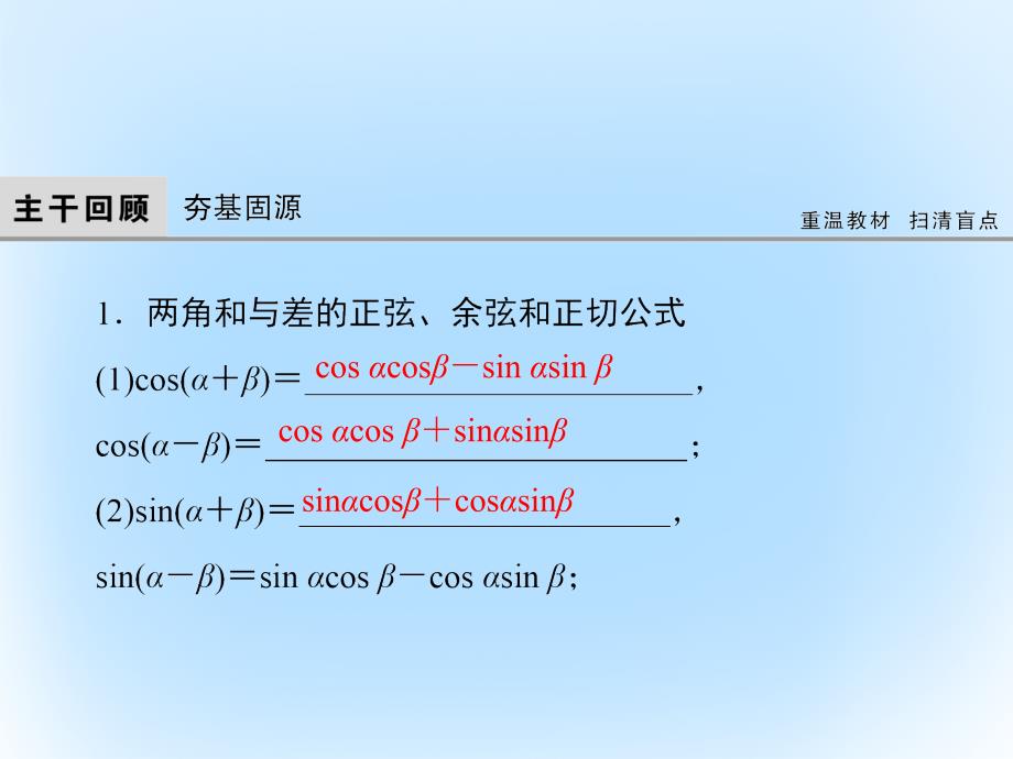 届高考数学大一轮复习 第三章 三角函数、解三角形 第3课时 两角和与差的正弦、余弦和正切公式课件 文 北师大版_第4页